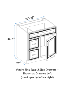 Vanity Sink Base 2 Side Drawers