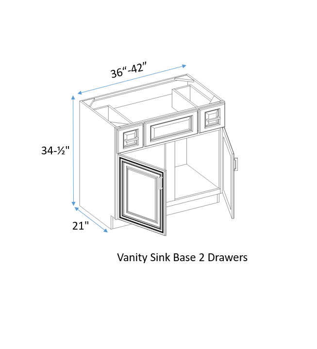 2 drawer vanity sink base
