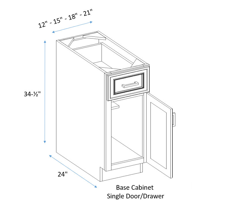Single Door and Drawer Base Cabinet