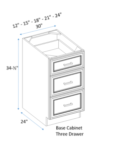 base cabinet with 3 drawers