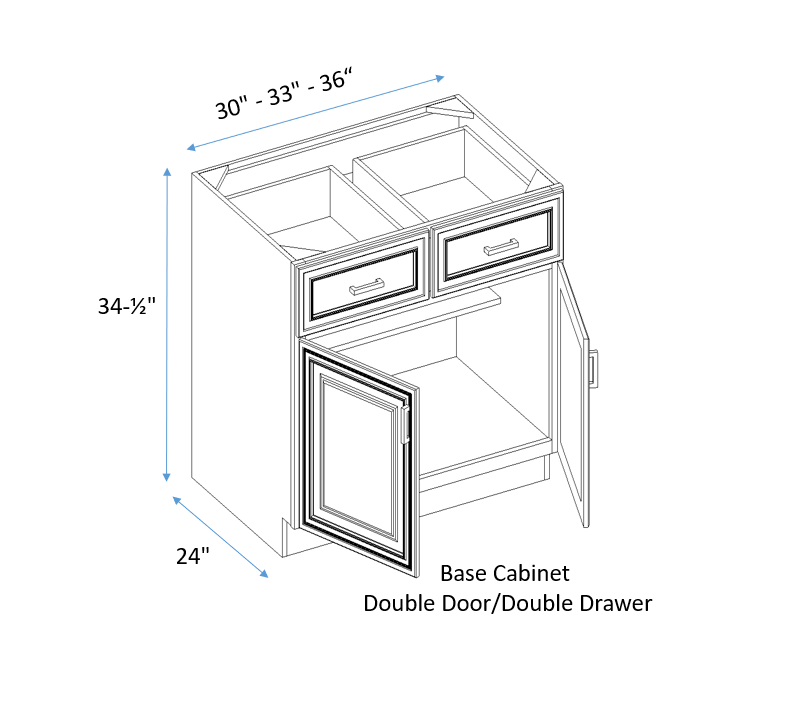 base cabinet with double drawer and double door