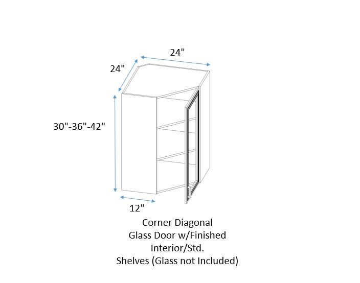 Wall Corner Diagonal Cabinet with Glass Door