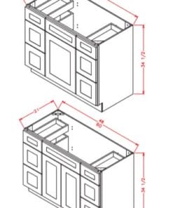 Vanity Sink Base Cabinet with Double Drawer Stacks