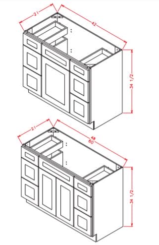 Vanity Sink Base Cabinet with Double Drawer Stacks