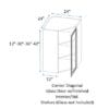 Wall Corner Diagonal Cabinet Glass Door 12" Deep
