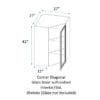15" Deep Wall Corner Diagonal Glass Cabinet