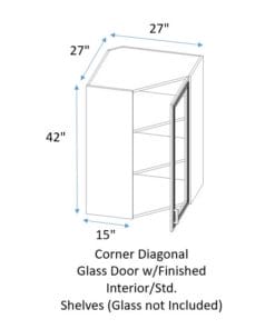 15" Deep Wall Corner Diagonal Glass Cabinet