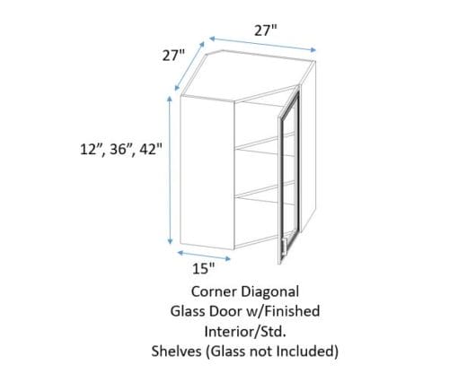 Wall Corner Diagonal 15" Deep Single Glass Door
