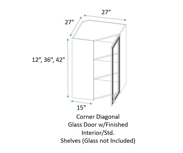 Wall Corner Diagonal 15" Deep Single Glass Door