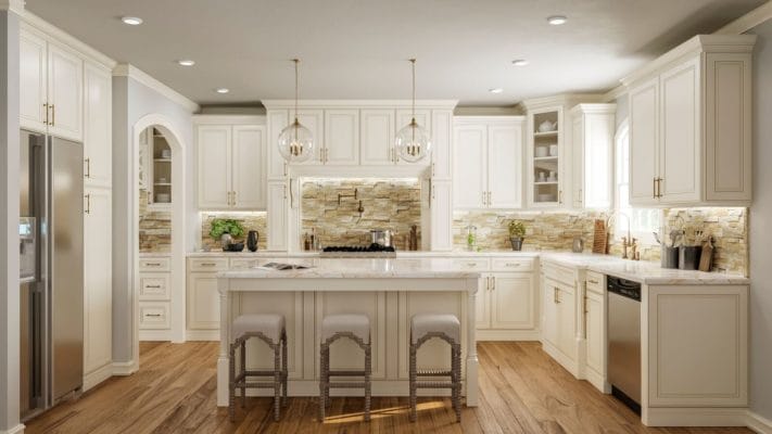 Yukon Antique White Kitchen Cabinets