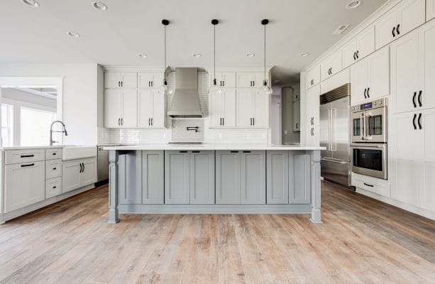 white and gray kitchen